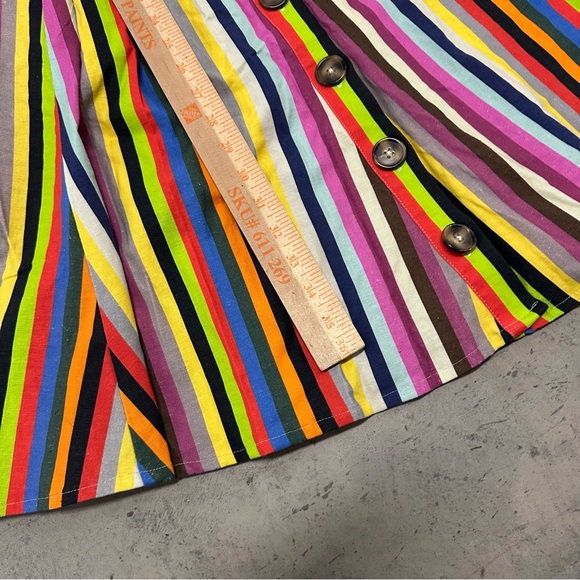 LPA by Revolve Shirred rainbow striped shirt dress button up skirt XXS - Picture 6 of 8